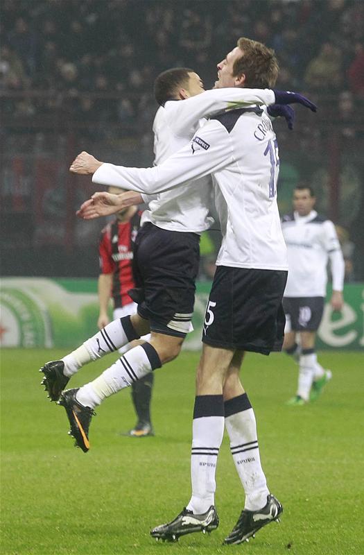 Aaron Lennon's assist for Peter Crouch's goal beat AC Milan 1-0 in the San Siro, February 2011