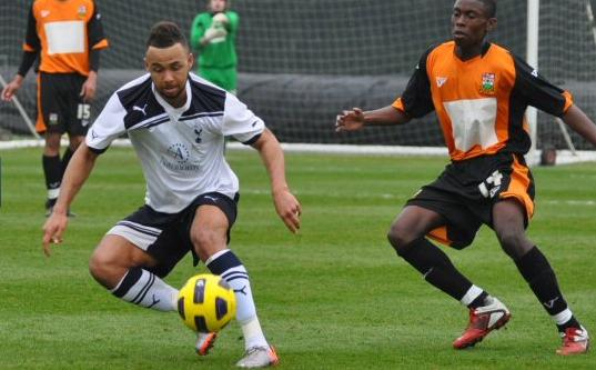 John Bostock in action for Spurs XI v Barnet, March 2011