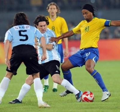 Action from the 2008 Olympic Games Semi-Final Argentina 3-0 Brazil