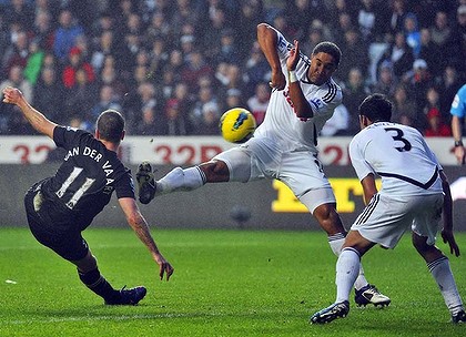 Action from Swansea City v Tottenham Hotspur, December 2011
