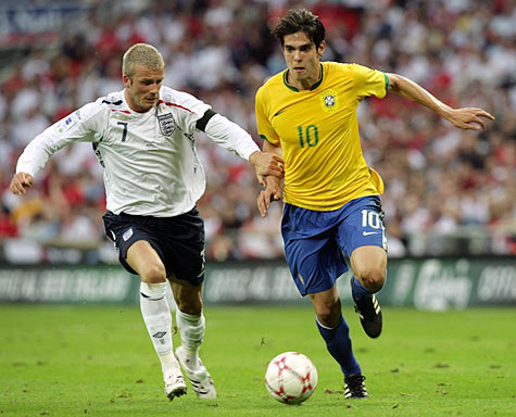 England's David Beckham & Brazil's Kaka