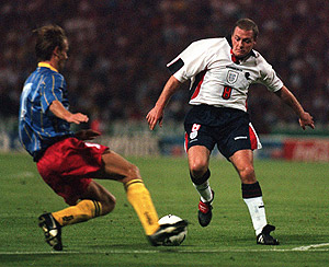 Paul Gascoigne scored for England in two matches against Moldova