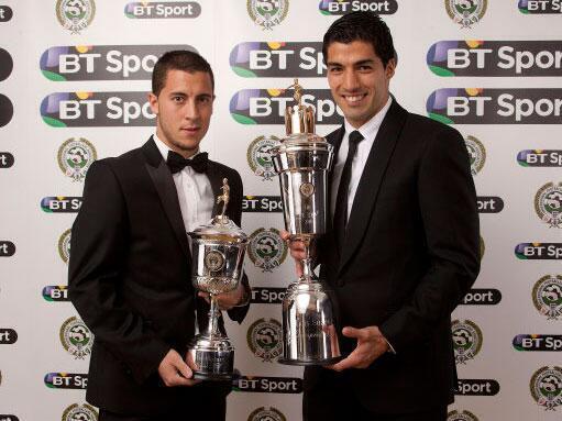 Eden Hazard & Luis Suarez, 2013-14 PFA winners