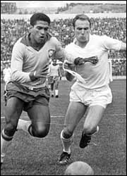 England's Ray Wilson against Brazil in the 1962 World Cup