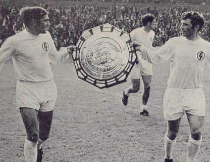 Leeds United celebrate their Charity Shield win over Manchester City in 1969