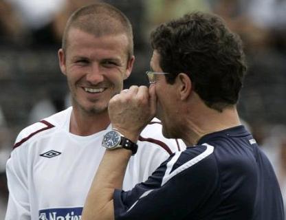 David Beckham with England's new manager Fabio Capello