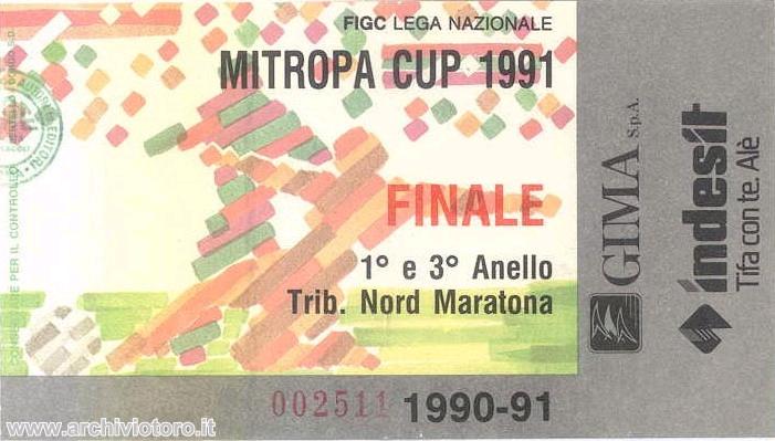 1991 Mitropa Cup Final ticket